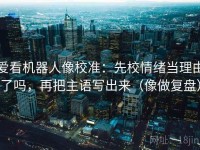 爱看机器人像校准：先校情绪当理由了吗，再把主语写出来（像做复盘）