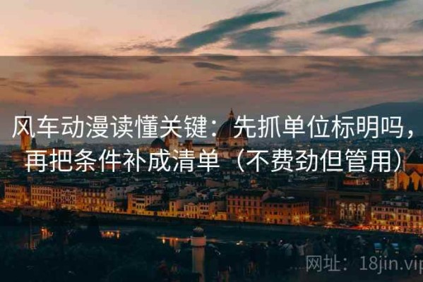风车动漫读懂关键：先抓单位标明吗，再把条件补成清单（不费劲但管用）