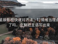 星辰影视快速对齐法：盯情绪当理由了吗，立刻把主语写出来