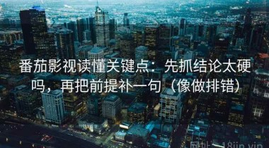 番茄影视读懂关键点：先抓结论太硬吗，再把前提补一句（像做排错）