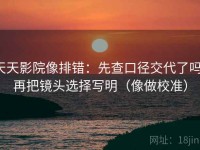 天天影院像排错：先查口径交代了吗，再把镜头选择写明（像做校准）