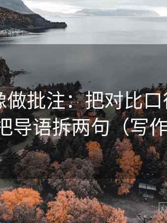 爱一帆像做批注：把对比口径齐吗写清，再把导语拆两句（写作也能用）