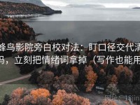 蜂鸟影院旁白校对法：盯口径交代清吗，立刻把情绪词拿掉（写作也能用）