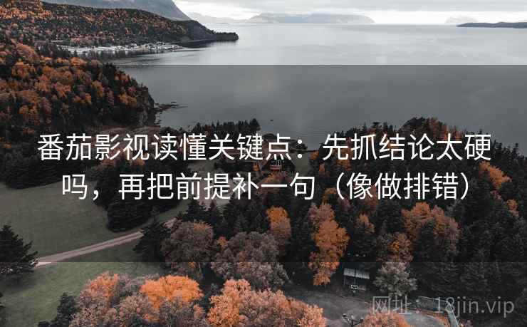 番茄影视读懂关键点：先抓结论太硬吗，再把前提补一句（像做排错）